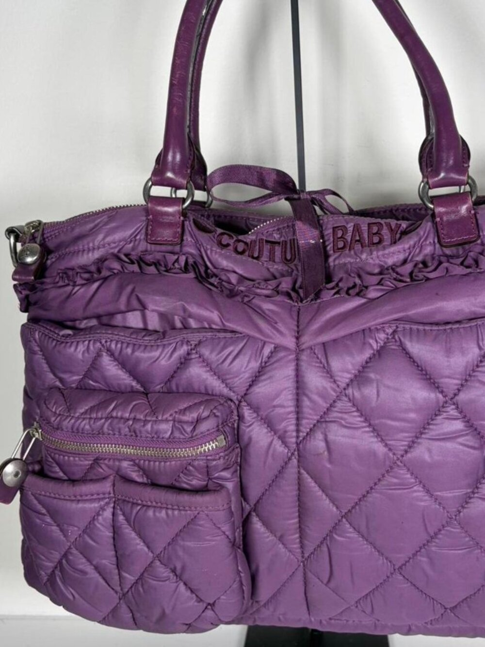 Rare 2000s XL Quilted Shoulder Bag + Cutesy Ribbon Tie